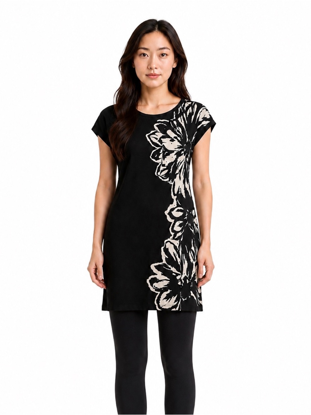 Floral Black And White Shirt Dress